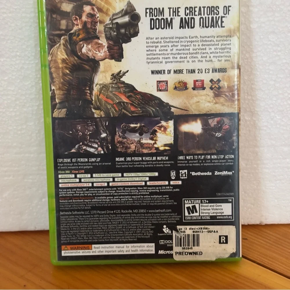 RAGE Anarchy Edition Xbox 360 Complete 3 Disc Set